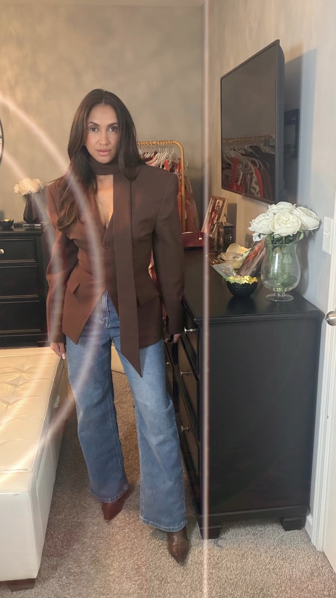 The @ASOS cinched blazer with scarf needs its moment. So flattering and the perfect in between seasons statement piece and a must have for AW2026  

#LTKOver40 #LTKWorkwear #LTKSeasonal