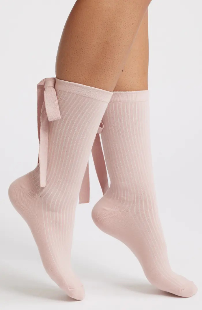 UGG® Serenella Bow Cotton Blend Crew Socks | Nordstrom | Nordstrom