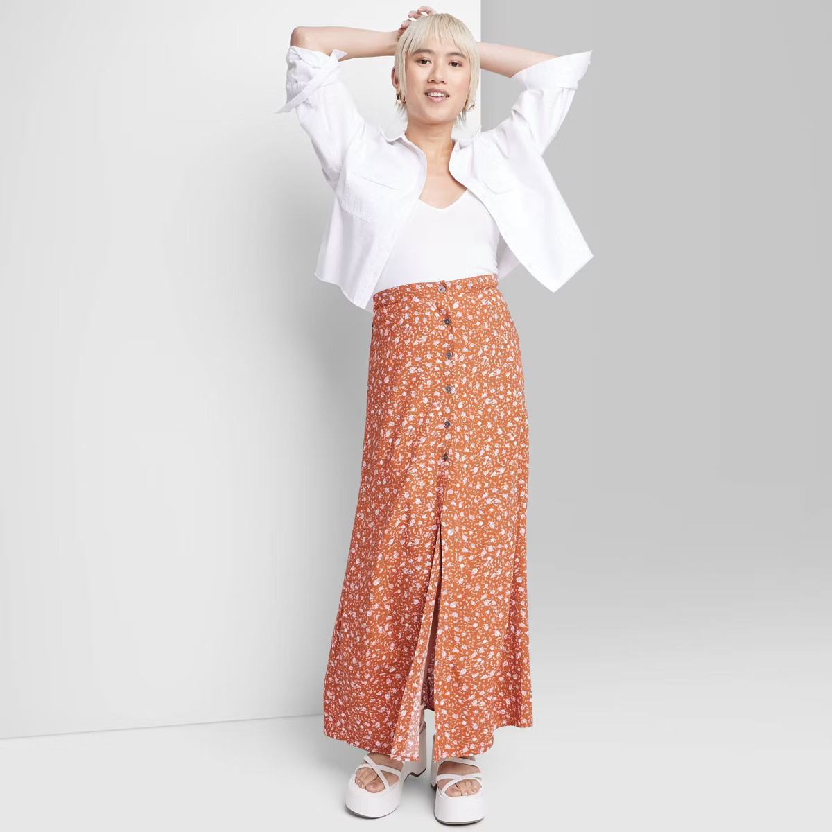 Women's Button-Front Printed Midi Skirt - Wild Fable™ | Target