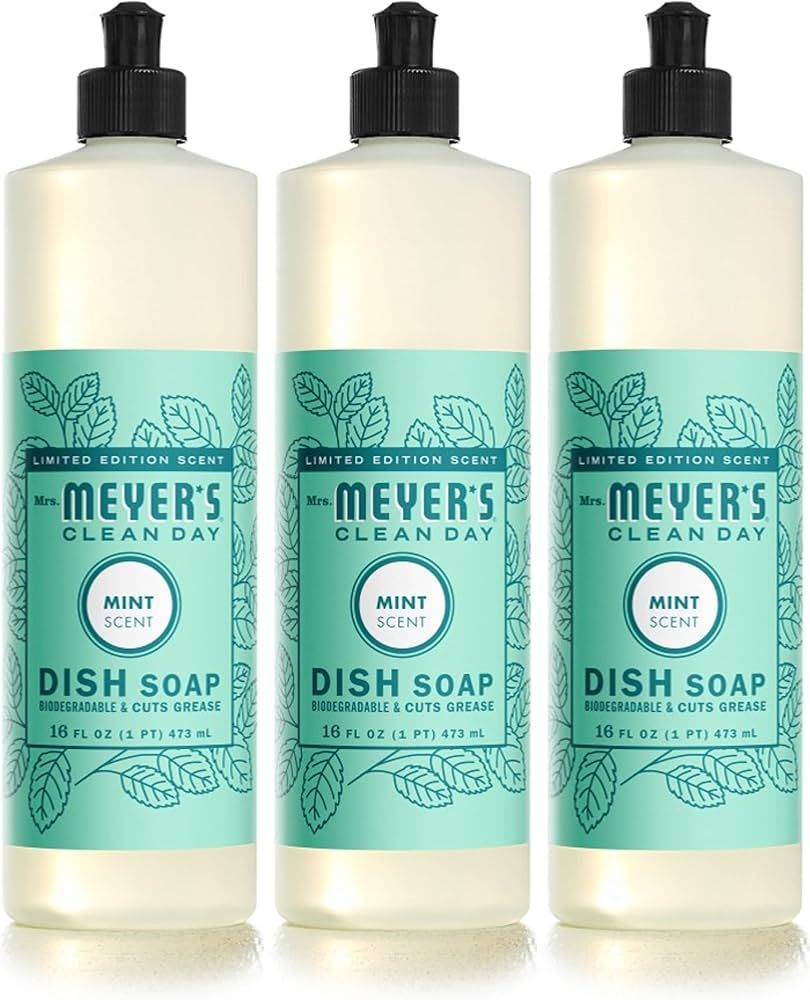 MRS. MEYER'S CLEAN DAY Liquid Dish Soap, Mint Scent 16 Fl Oz (Pack of 3) | Amazon (US)