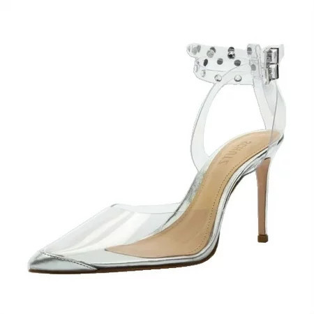 Schutz Cleary Transparent/Silver Womens Dress Stiletto Ankle Strap Pumps Shoes (Transparent/Silver 5.5) | Walmart (US)