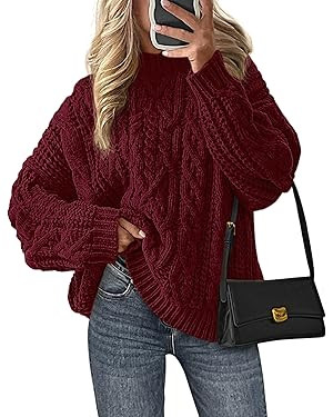 PRETTYGARDEN Women's Oversized Fall Sweaters 2025 Casual Long Sleeve Crewneck Chunky Cable Knit P... | Amazon (US)