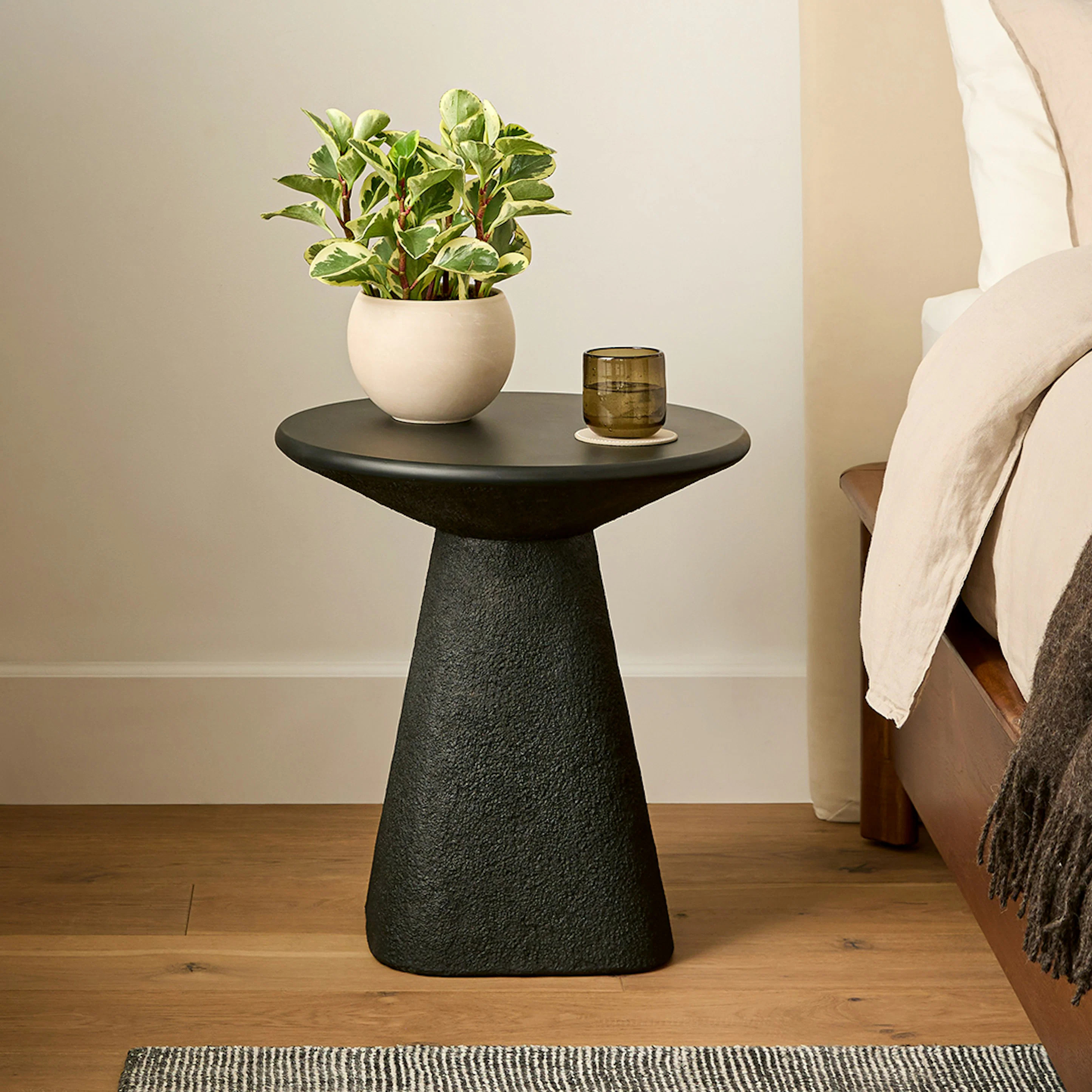 Ozetta Concrete Side Table - Moonlit Black | Article