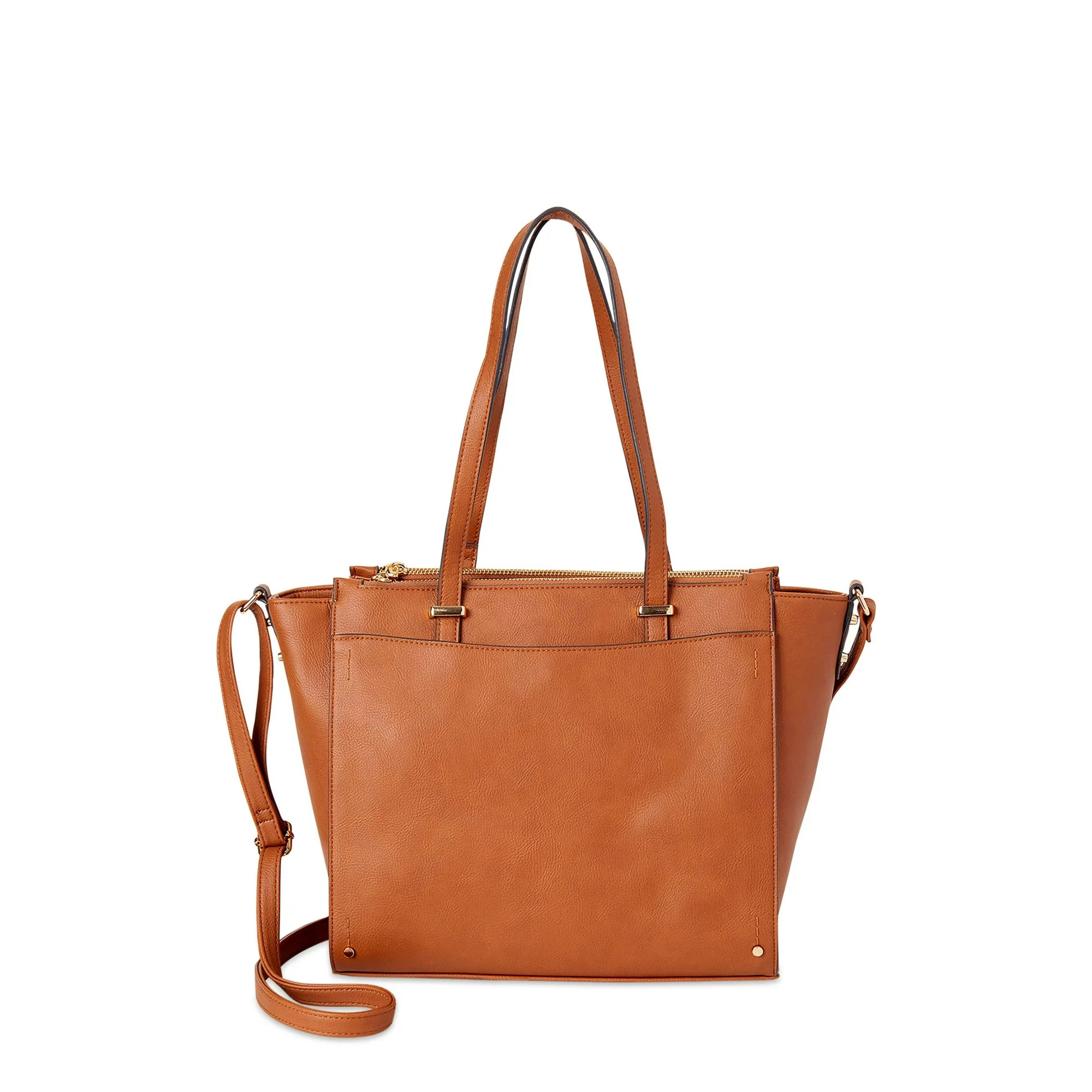 Time and Tru Faux Leather Crossbody Tote Bag | Walmart (US)
