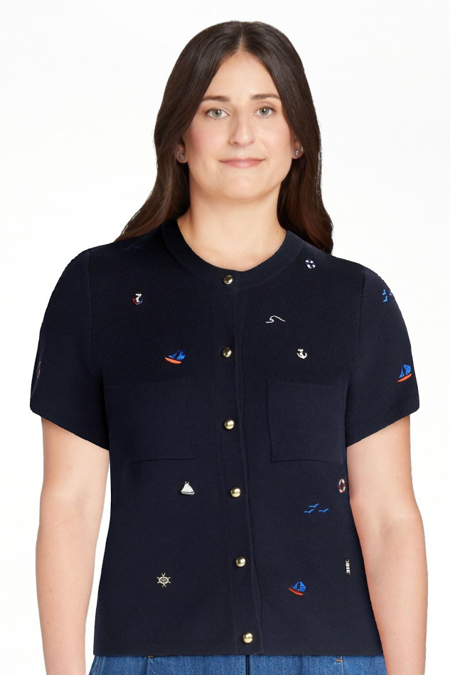 Free Assembly Women's and Women's Plus Embroidered Cardigan Sweater with Short Sleeves, Sizes XS-... | Walmart (US)