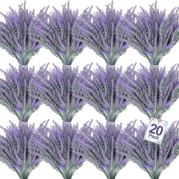 TURNMEON 20 Bundles Artificial Lavender Flowers for Outdoors Summer Decor,UV Resistant No Fade Fa... | Amazon (US)