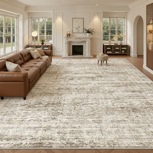 Soalmost 10x14 Area Rugs for Living Room, Non Slip Machine Washable Vintage Rugs, Low Pile Lightw... | Amazon (US)