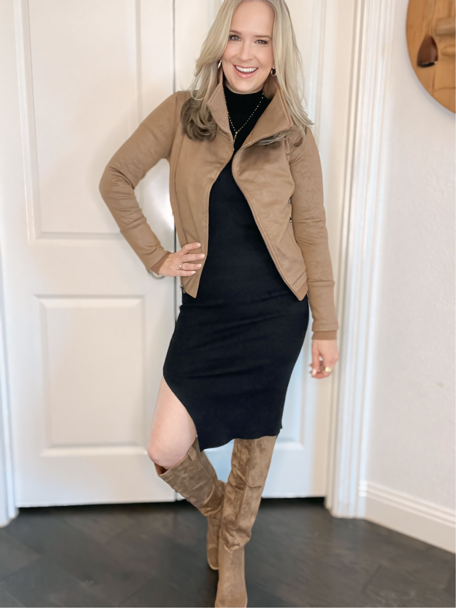 Vici Collection 30% off sitewide thru LTK app

Wearing a small jacket, medium dress, boots are TTS

Bodycon, side slit, faux suede, knee high boots, motorcycle jacket, date night, girls night

#LTKStyleTip #LTKOver40 #LTKxVICI