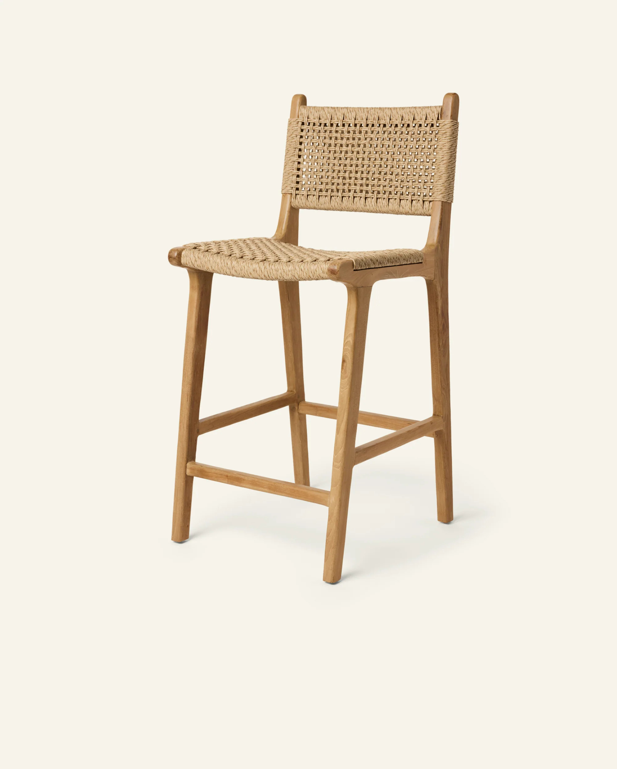 Stool #2 - Counter Stool in Teak with Synthetic Rattan | Häti Home