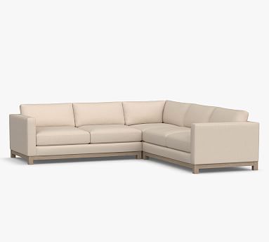 Jake Upholstered 3-Piece Sectional with Wood Base | Pottery Barn (US)