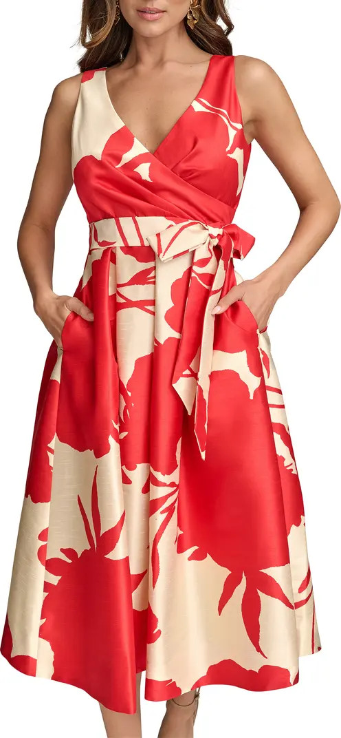 Print Tie Waist Fit & Flare Dress | Nordstrom