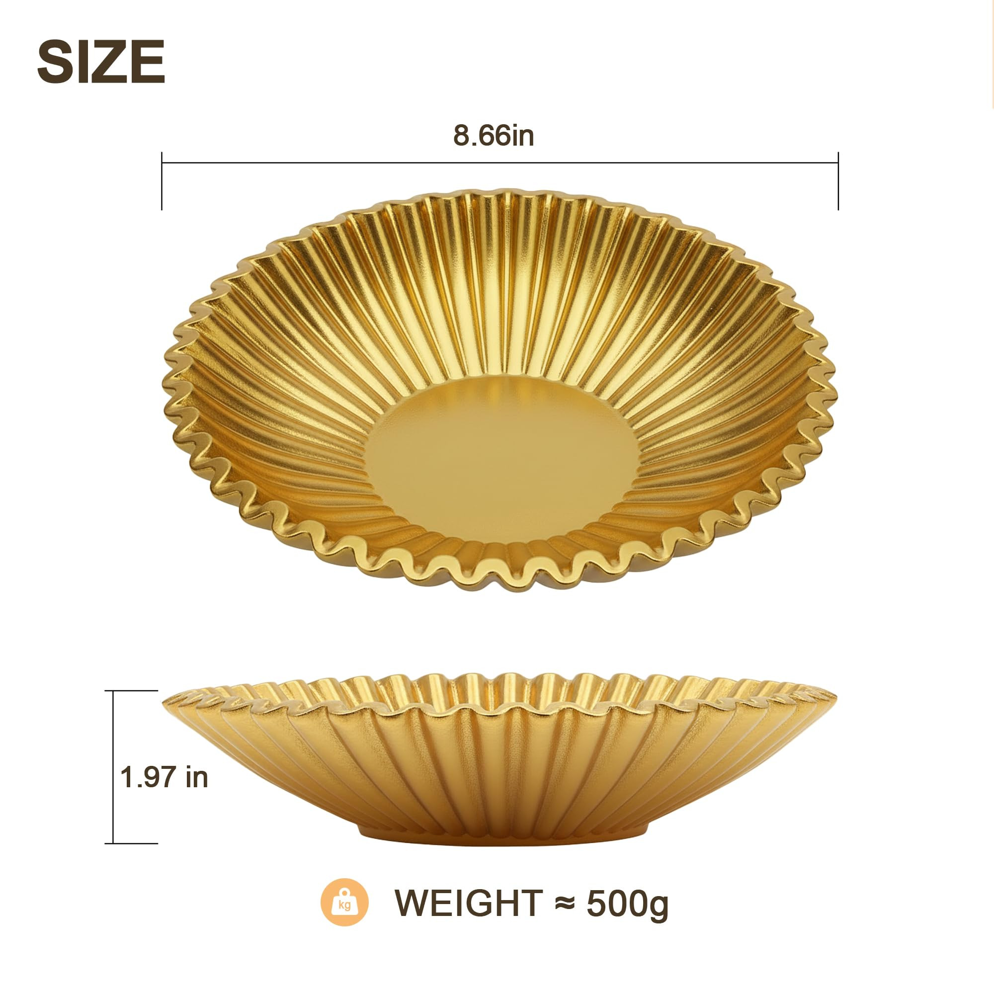 Gold Small Decorative Bowl - Stylish Resin Purse Bowls - Key Bowl for Entryway Table - Artificial Scalloped Ruffle Bowl for Display Centerpiece | Amazon (US)