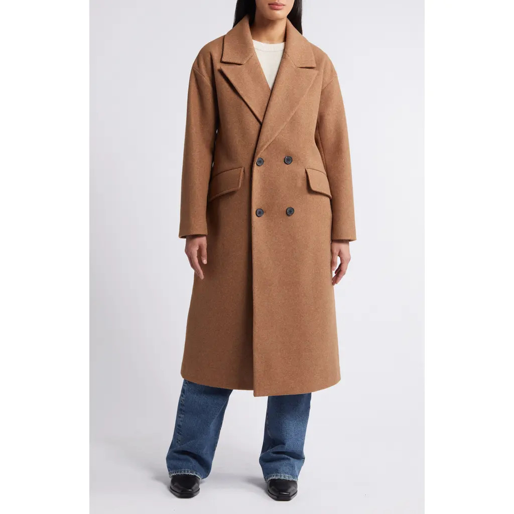 Lucky Brand Oversize Double Breasted Coat in Camel at Nordstrom, Size Large | Nordstrom