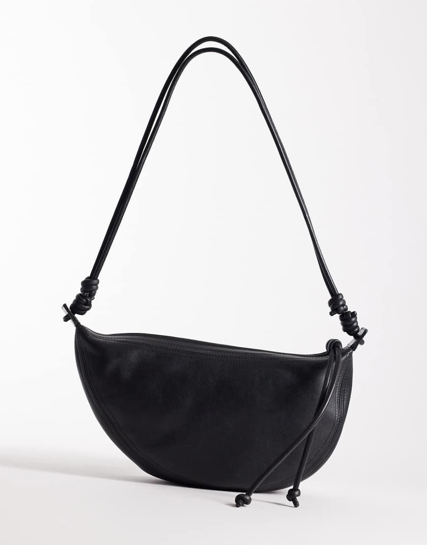 ARKET real leather curved crossbody bag in black | ASOS (Global)