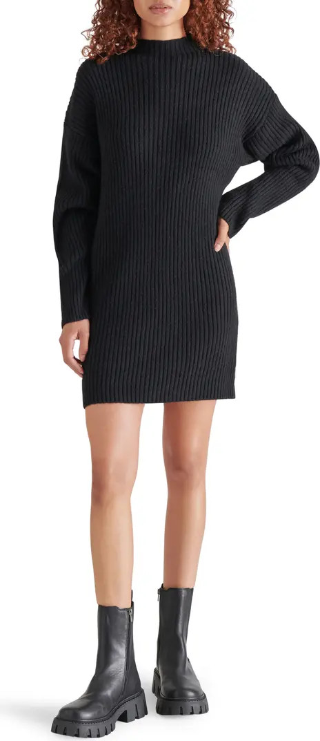 Steve Madden Kallie Long Sleeve Funnel Neck Rib Mini Sweater Dress | Nordstrom | Nordstrom