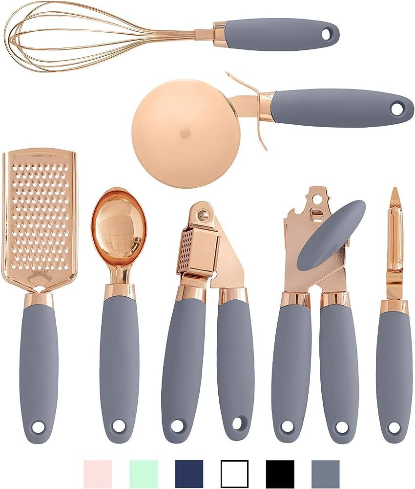 COOK With COLOR 7 Pc Kitchen Gadget Set Copper Coated Stainless Steel Utensils with Soft Touch Gr... | Amazon (CA)