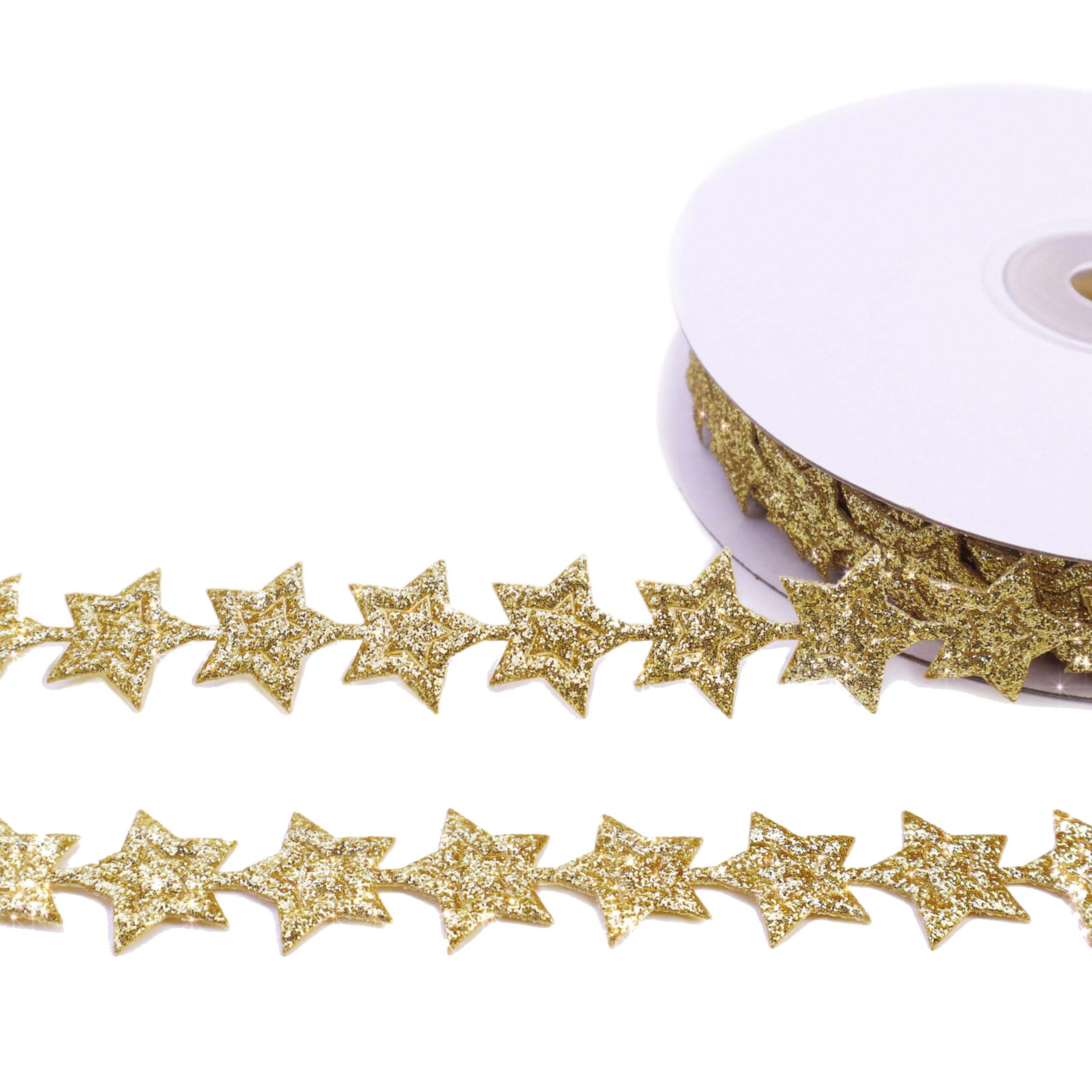 Glitter Star Ribbon Golden Star Sparkly Ribbon Trim Embellishment for Crafts Gift Wrapping Wreath DIY 1 Roll 20 Yards 0.8 Inch | Amazon (US)