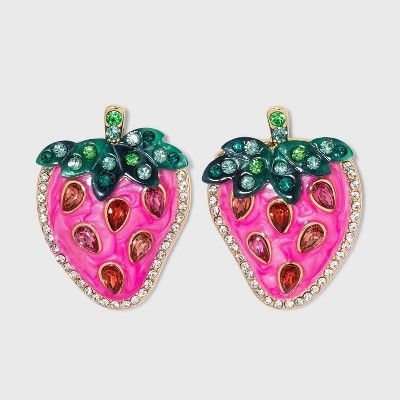 SUGARFIX by BaubleBar Crystal Strawberry Drop Earrings - Pink | Target