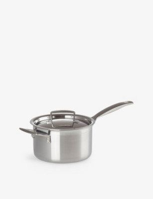 3-ply stainless-steel saucepan with lid 18cm | Selfridges