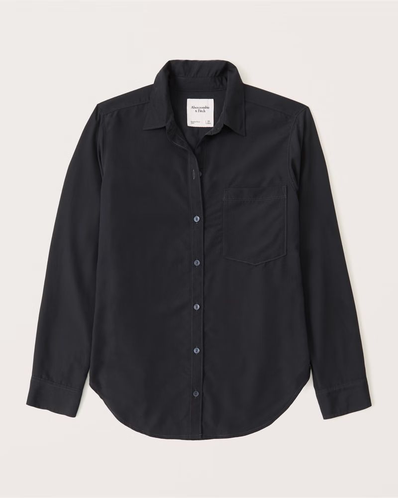 Long-Sleeve Drapey Button-Up Shirt | Abercrombie & Fitch (US)