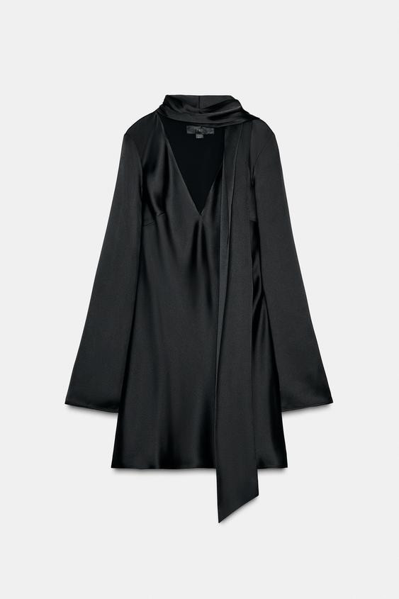 SATIN EFFECT SCARF DRESS | Zara US