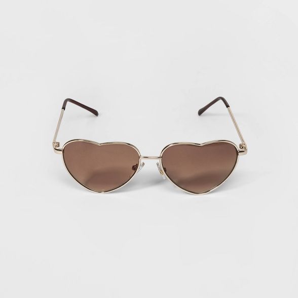 Girls' Heart Shape Aviator Sunglasses - Cat & Jack™ Gold | Target