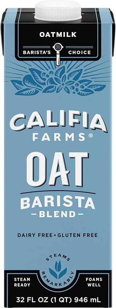 Califia Farms - Oat Barista Blend Oat Milk, 32 Oz, Dairy Free, Vegan, Plant Based, Gluten Free, N... | Amazon (US)
