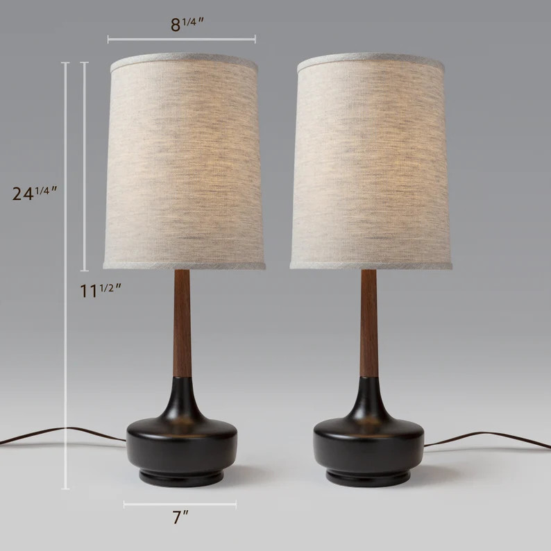 Mid Century Table Lamp Ceramic & Walnut Brooke P-town - Etsy Canada | Etsy (CAD)