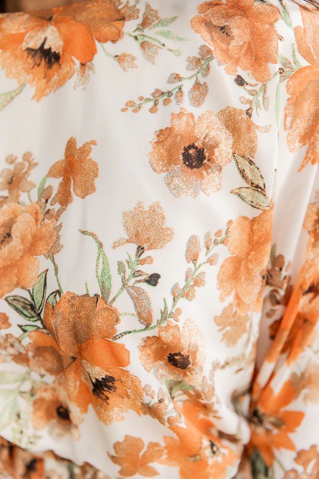 Forever After All Orange Floral Belted Mini Dress | Pink Lily