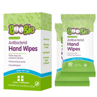 Boogie Wipes Antibacterial Alcohol Free & Hypoallergenic Hand Wipes for Kids and Adults - 40ct/2pk | Target