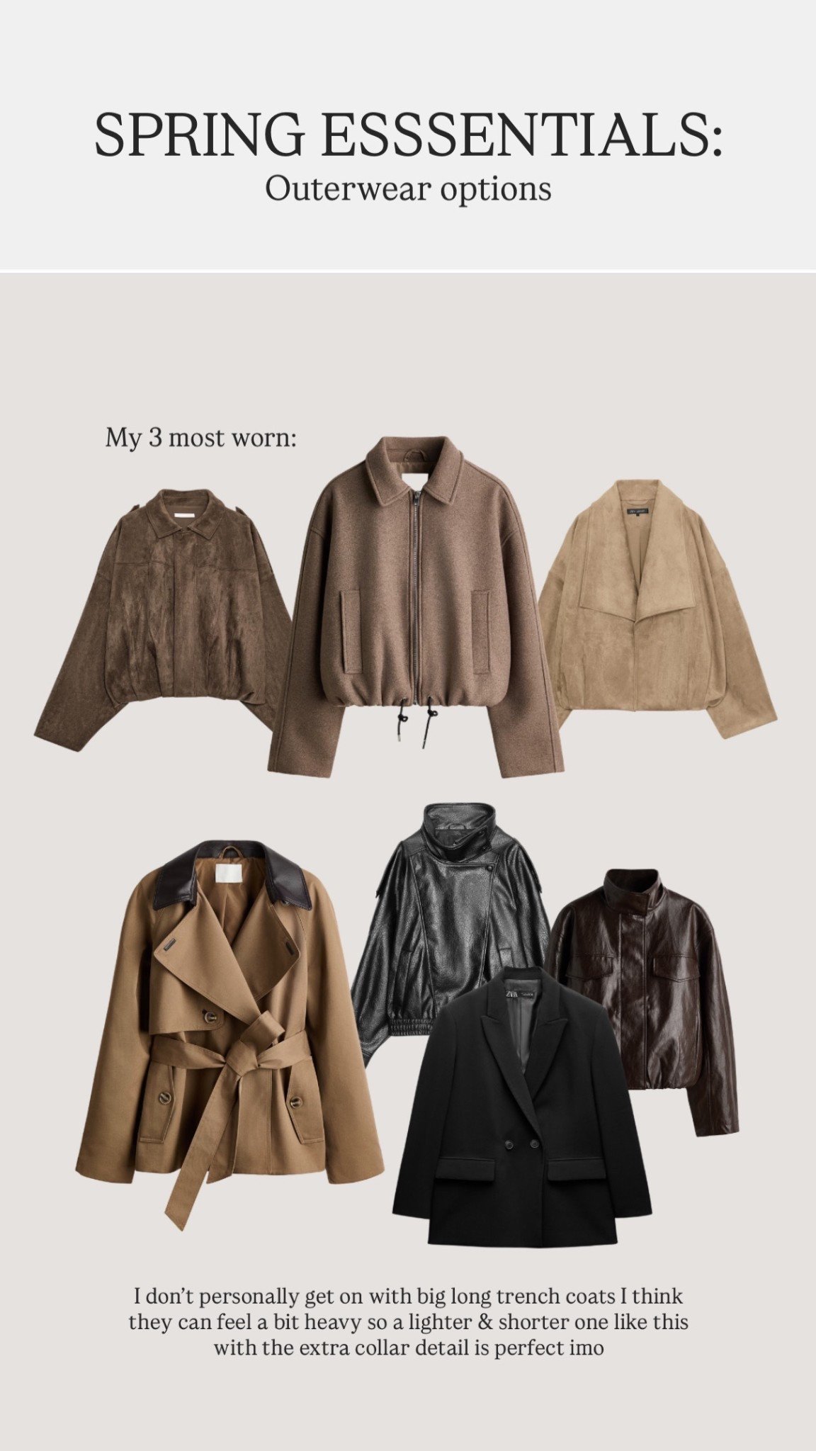 Spring Capsule Wardrobe outerwear options 

#LTKstyletip #LTKspring #LTKeurope
