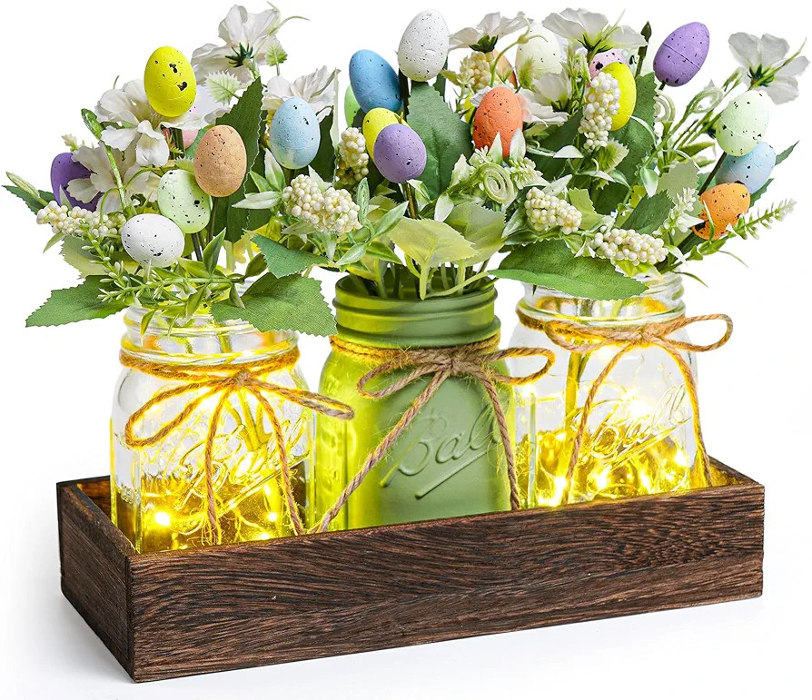 Easter Centerpiece Table Decorations for Table Runner Farmhouse Coffee Table Decor with Wood Tray... | Amazon (US)