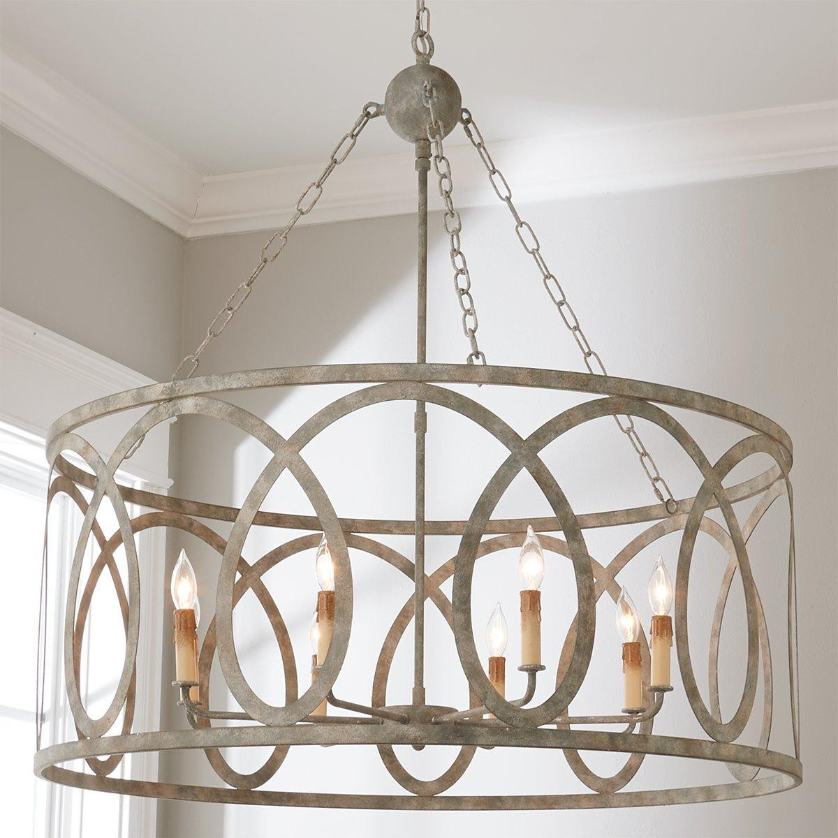 Transitional Cut Loop Drum Chandelier - 8 Light | Shades of Light