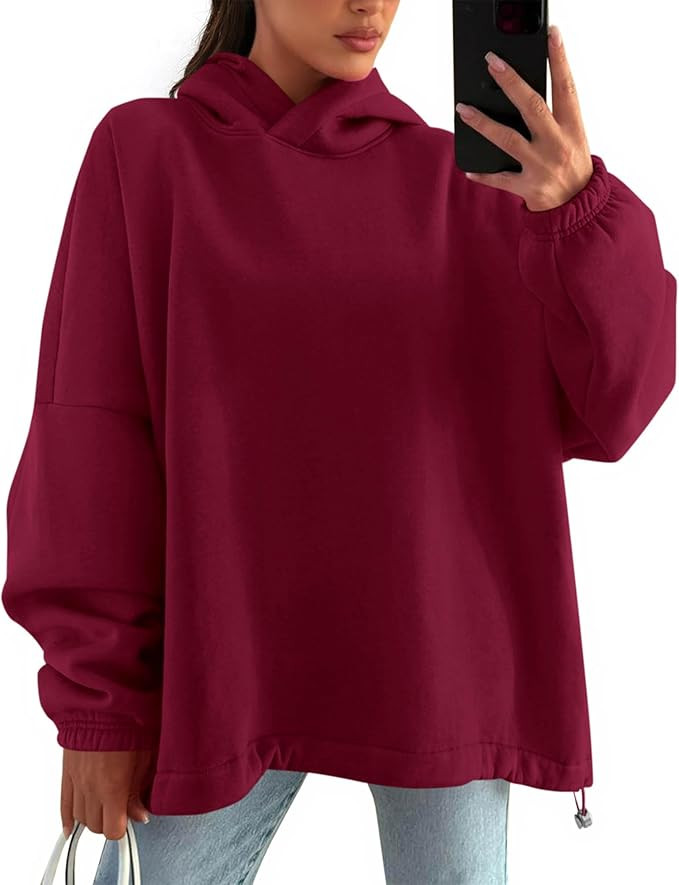 KIRUNDO Hoodies For Women 2025 Fall Fashion Hooded Oversized Sweatshirt Long Sleeve Fleece Pullov... | Amazon (US)
