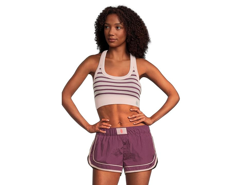 FP Movement Stripe Go To Bra Women's Workout Deep Mulberry : XS-SM (Women's 0-6), Cotton/Elastane | Zappos