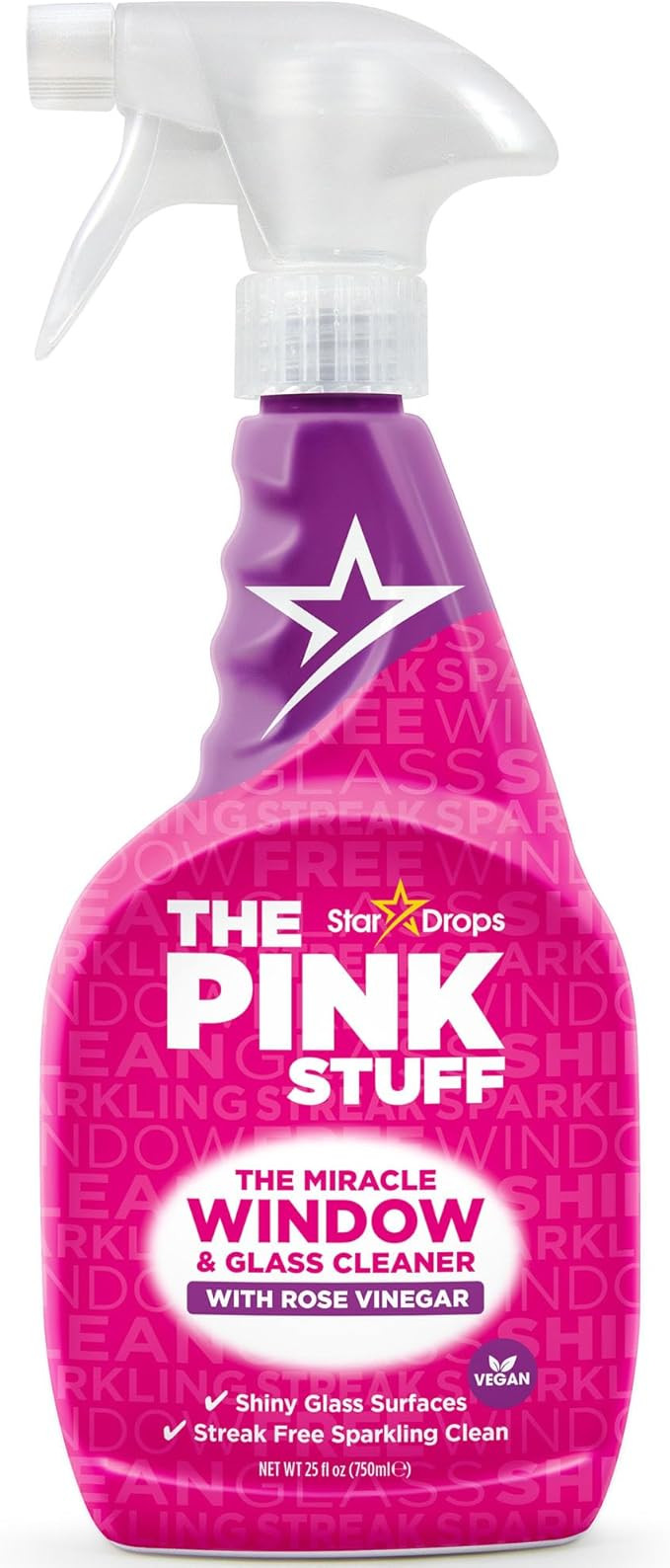 The Pink Stuff Stardrops Miracle Window and Glass Cleaner with Rose Vinegar Spray 750ml 20759 | Amazon (US)