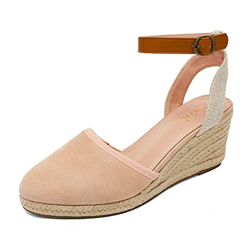 DREAM PAIRS Wedge Sandals for Women, Espadrilles Wedges Closed Toe Sandals with Ankle Strap Nude Size 11 Amanda-3 | Amazon (US)