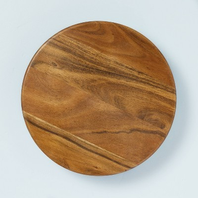 13" Round Footed Wood Serving Stand Brown - Hearth & Hand™ with Magnolia: Acacia Material, Lacquered Finish, Tabletop Display | Target