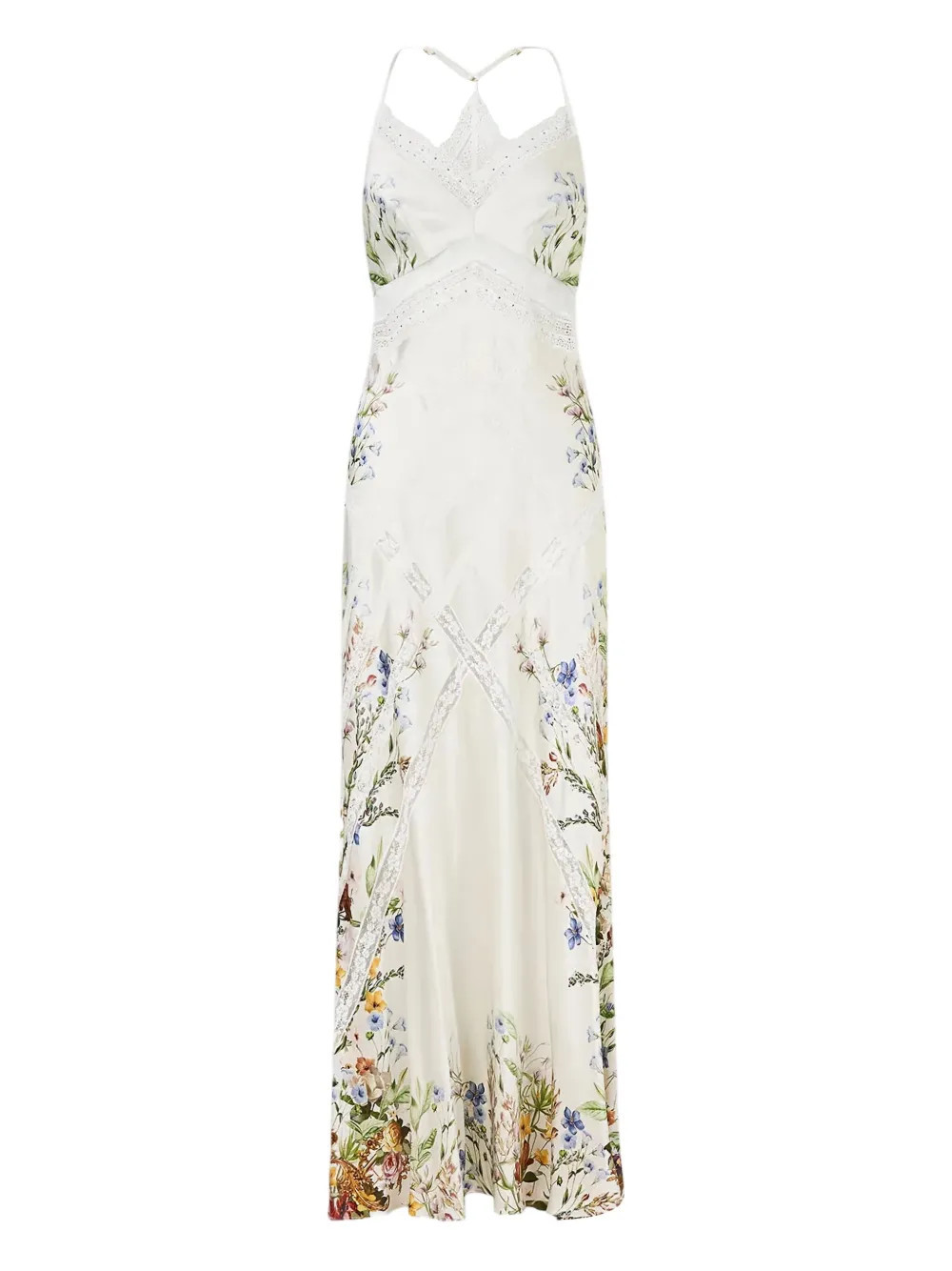 Camilla lace splice bias silk maxi dress - White | Farfetch Global