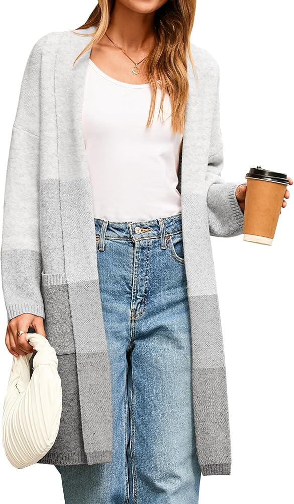 Simplee Womens Long Cardigan Sweaters Color Block Chunky Knit Oversized Sweater Coats Coatigan Fa... | Amazon (US)