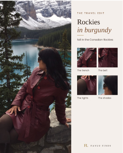 Fall in the Canadian Rockies 🍁 When the mountains get their first snow, a leather trench is my favorite layer: warm, windproof and still elegant in photos. Burgundy is the color I reach for when everything around is blue and white. Dark tights and boots finish the look. Tap to shop, sizes noted on each item.

#LTKTravel #LTKOver40 #LTKSeasonal · #canadianrockies #leathertrench #burgundy 

 
