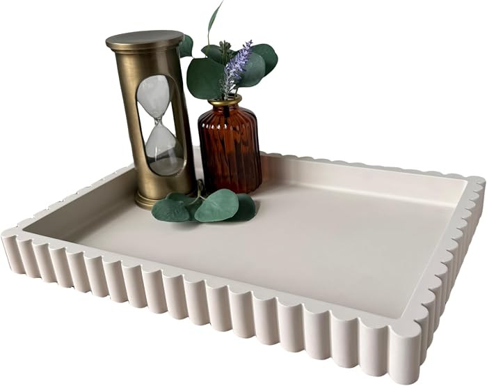 OAKOA Concrete Decorative Tray for Coffee Table Tray Decor - Ottoman Tray for Living Room - Bande... | Amazon (US)