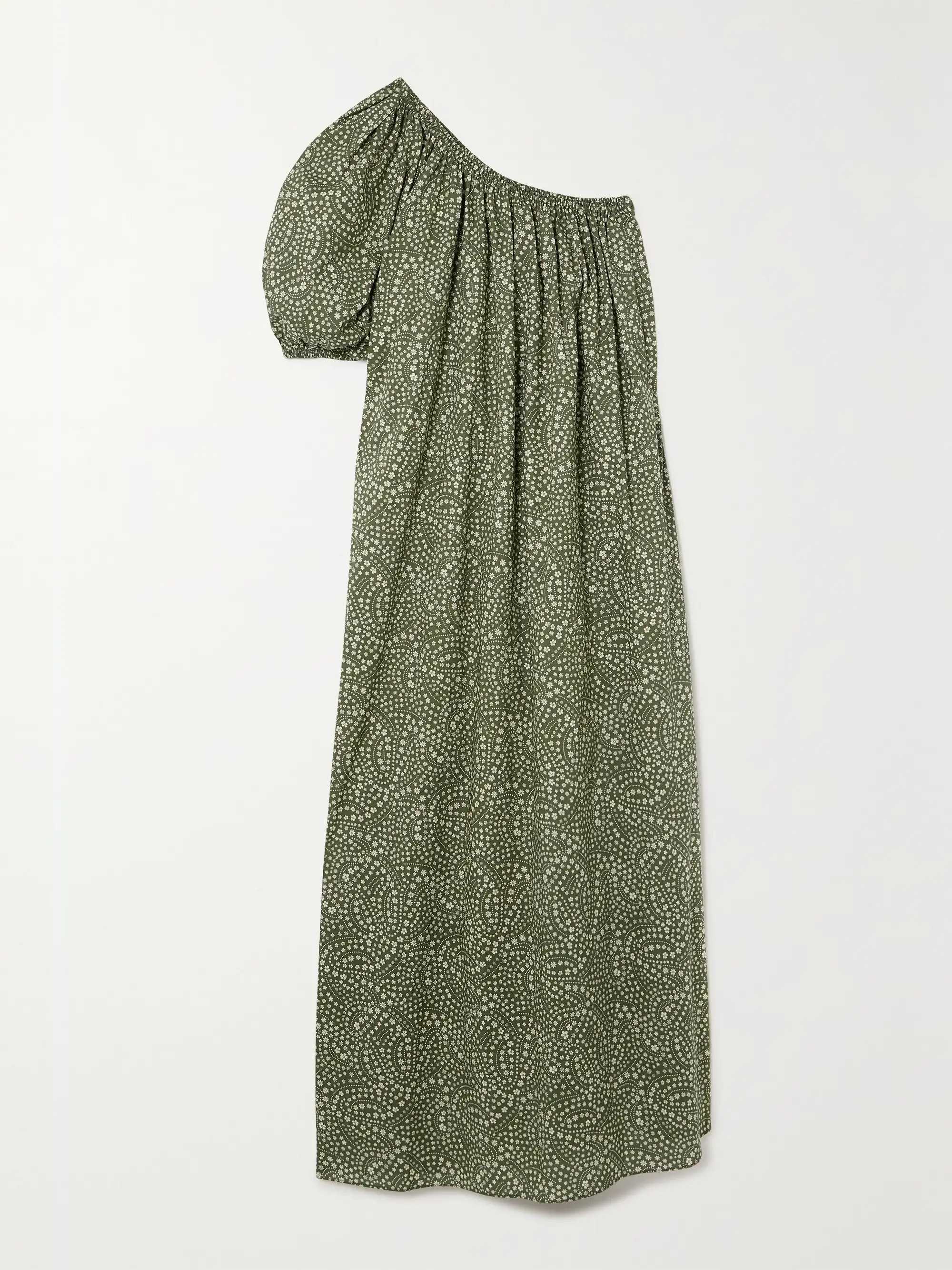 + NET SUSTAIN one-shoulder floral-print organic cotton-poplin midi dress | NET-A-PORTER (US)