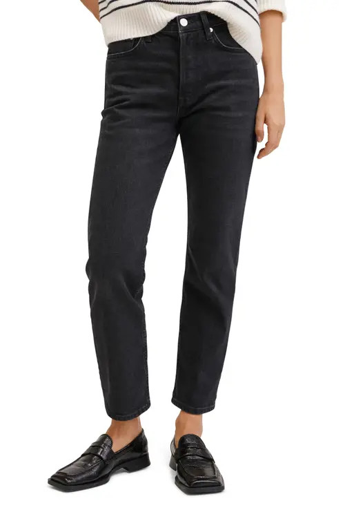 MANGO Women's Slim Fit Crop Jeans in Black Denim at Nordstrom, Size 10 | Nordstrom