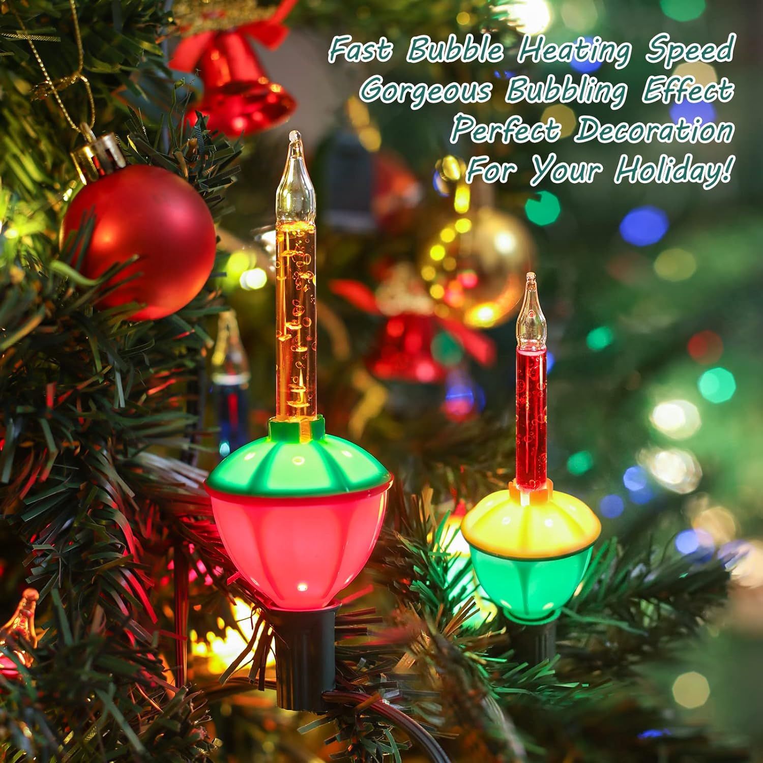 Christmas Bubble Lights - Multicolor Bubble Lights String with 14 Clear Bulbs, 14FT Vintage Chris... | Amazon (US)