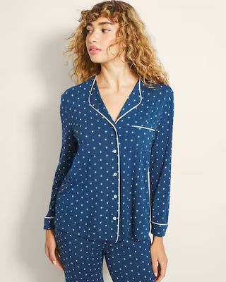 Piped Long-Sleeve Notch Pajama Top | SOMA