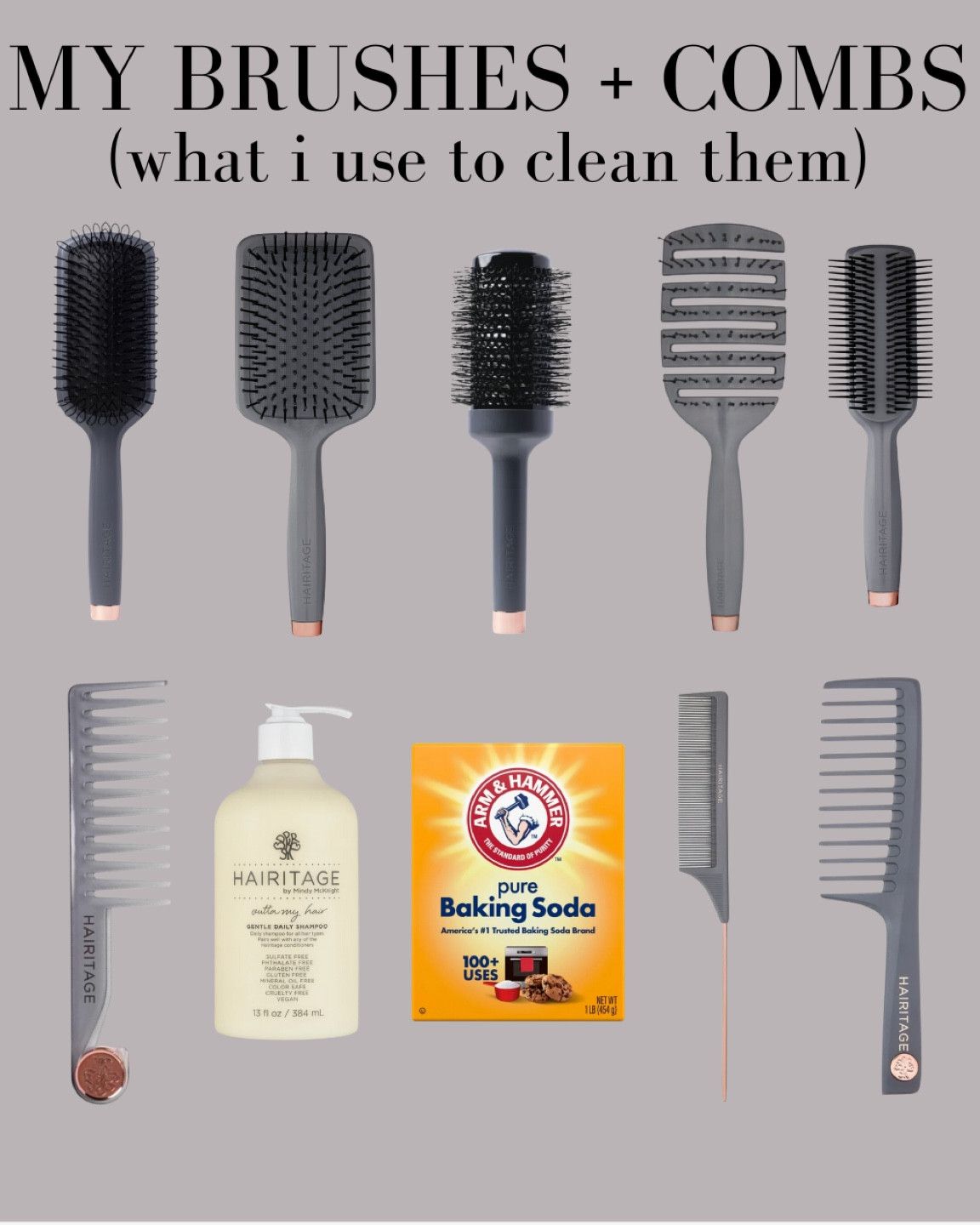 This is how I clean my hair brush- warm water, gentle shampoo, and if needed baking soda. I use my rat tail comb to pick at the hair and then rinse until I feel satisfied with the cleaning. Super quick and easy

#LTKhome #LTKfindsunder50 #LTKbeauty