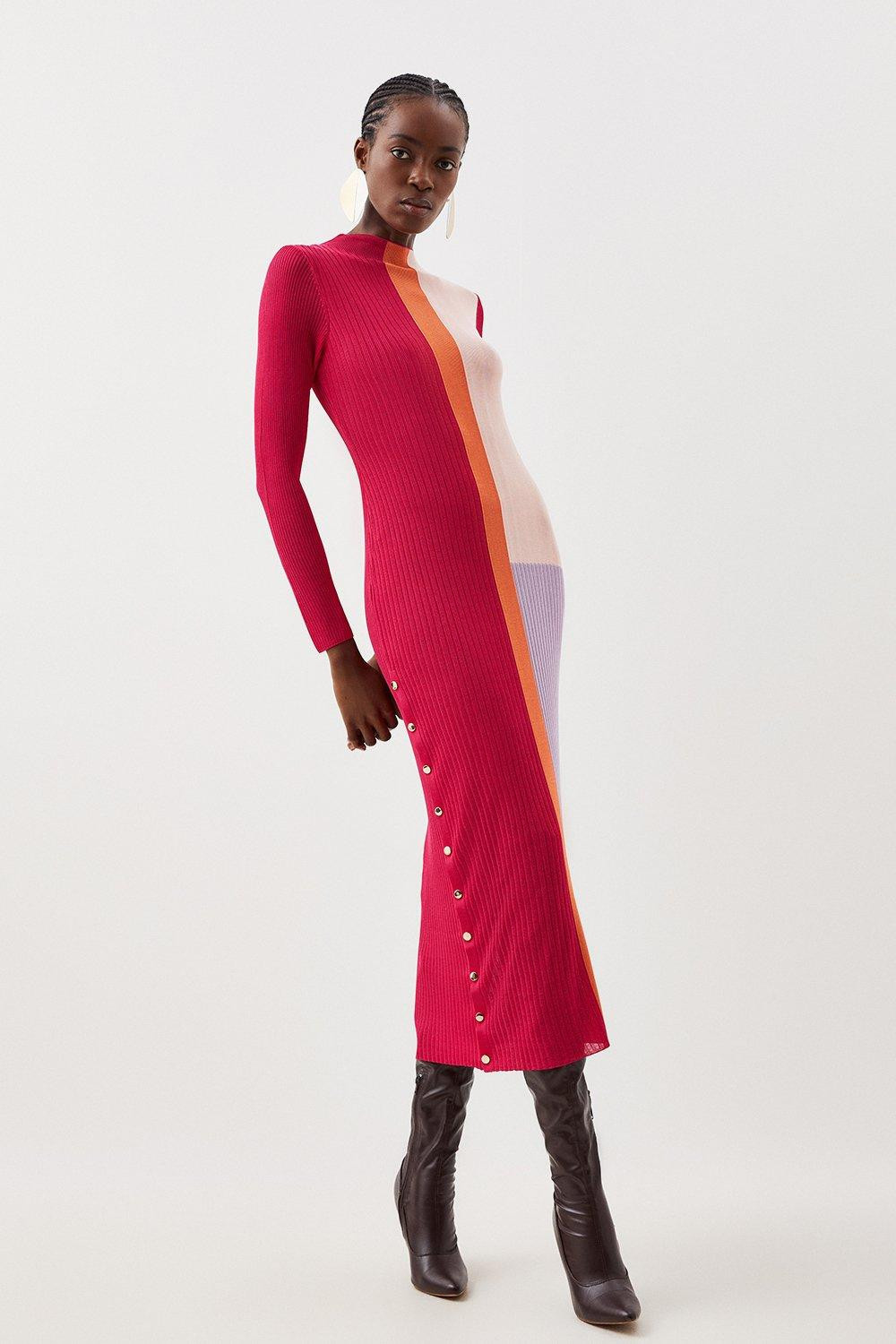 Viscose Sheer Knit Midaxi Dress | Karen Millen US