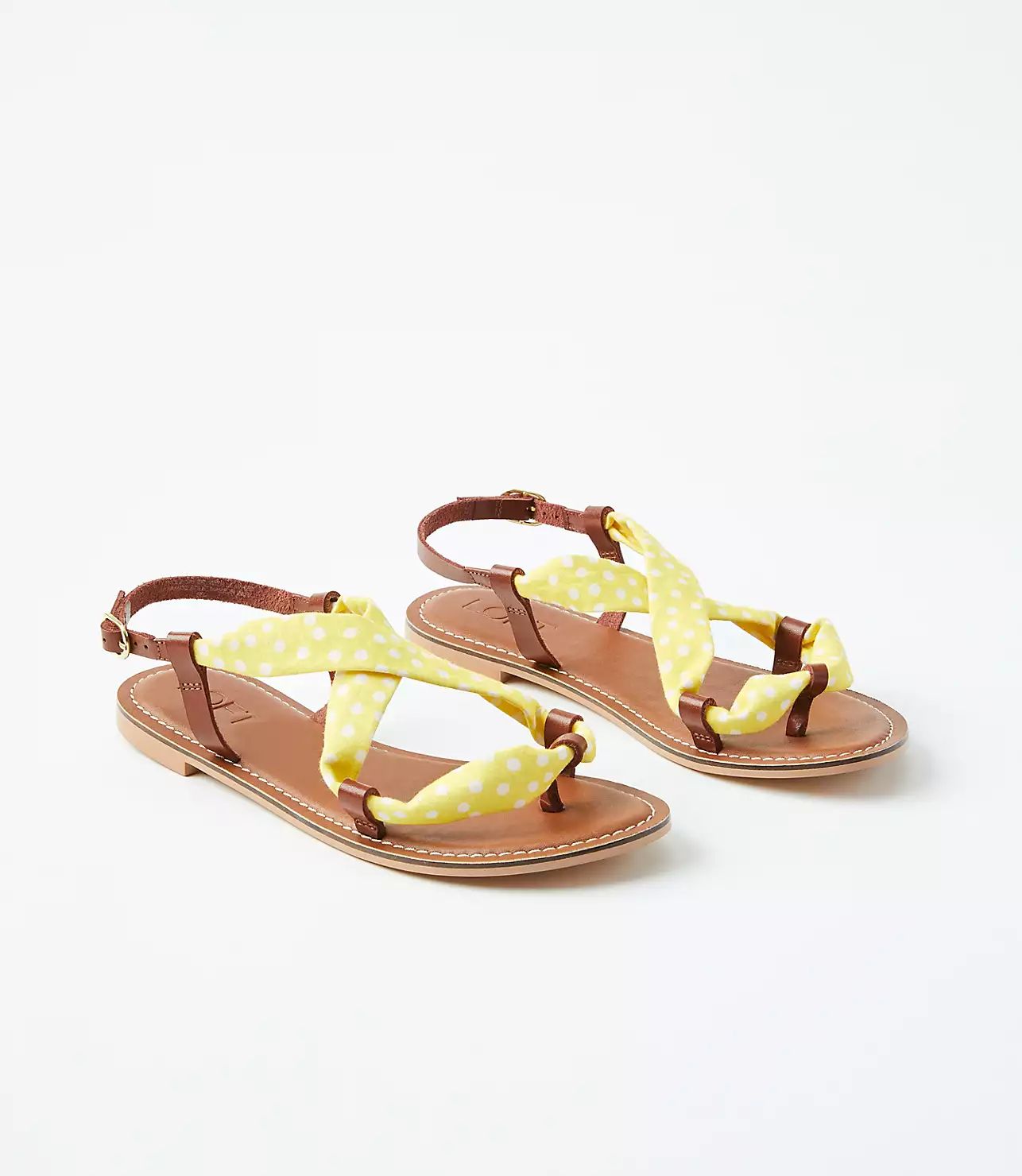 Strappy Fabric Leather Sandals | LOFT
