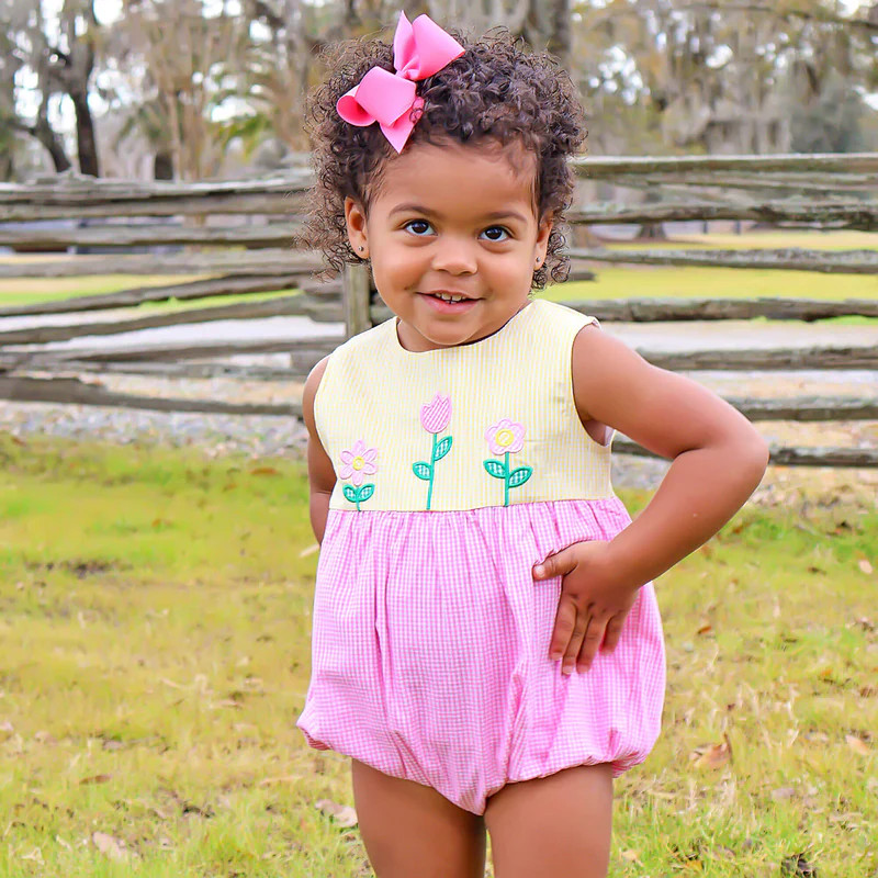 Blooming Flowers Yellow Gingham Bubble | Classic Whimsy